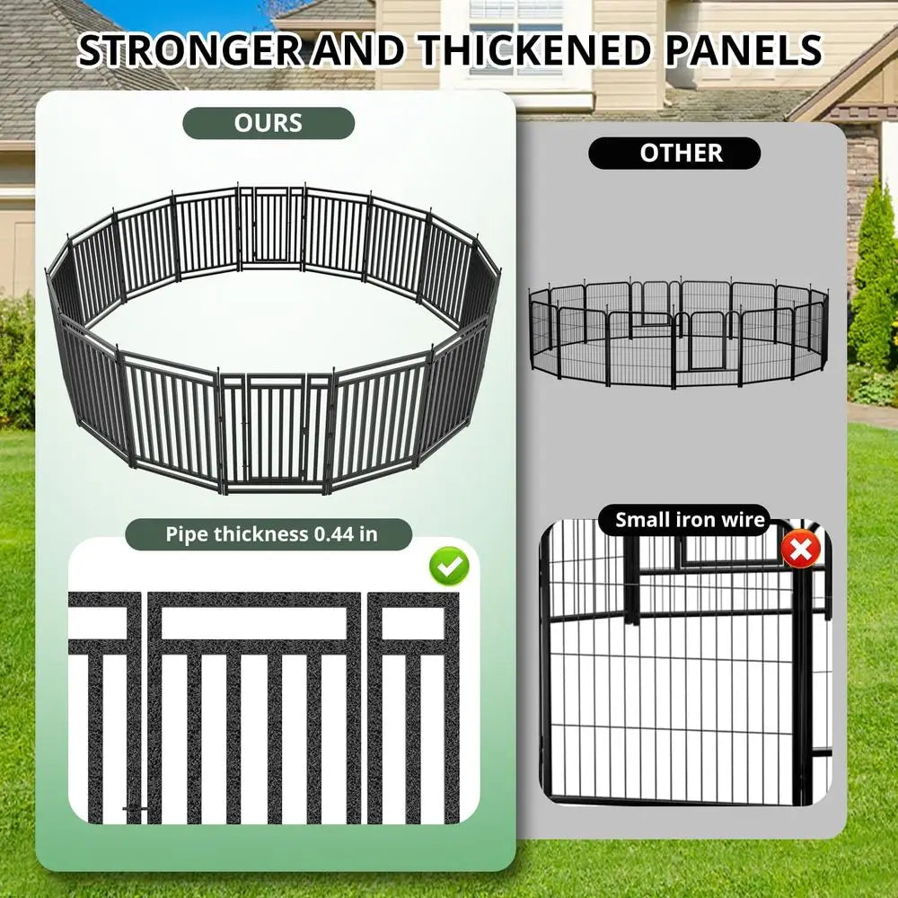 Portable 40 High 16-Panel Dog Playpen for Outdoor and Indoor Use, Suitable for Puppy Play and Camping (Black-Silver)