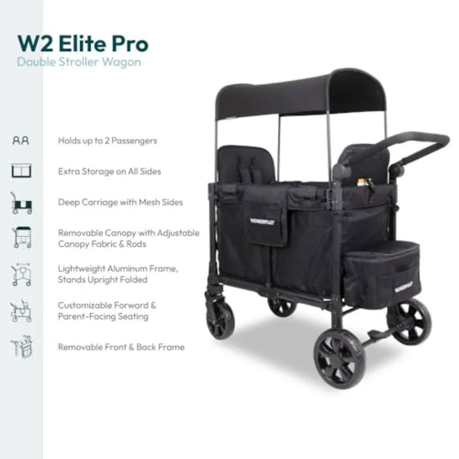 WonderFold W2 Elite Pro Stroller Wagon | Aluminum Frame | Adjustable Canopy | All-Terrain