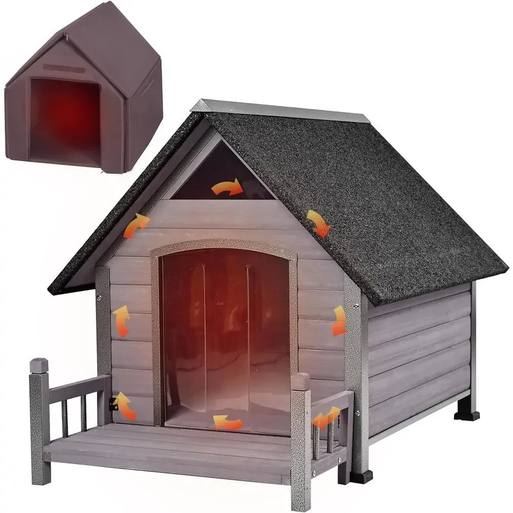 Insulated Outdoor Dog House | Washable Thermal Liner & Reinforced Frame | Gray