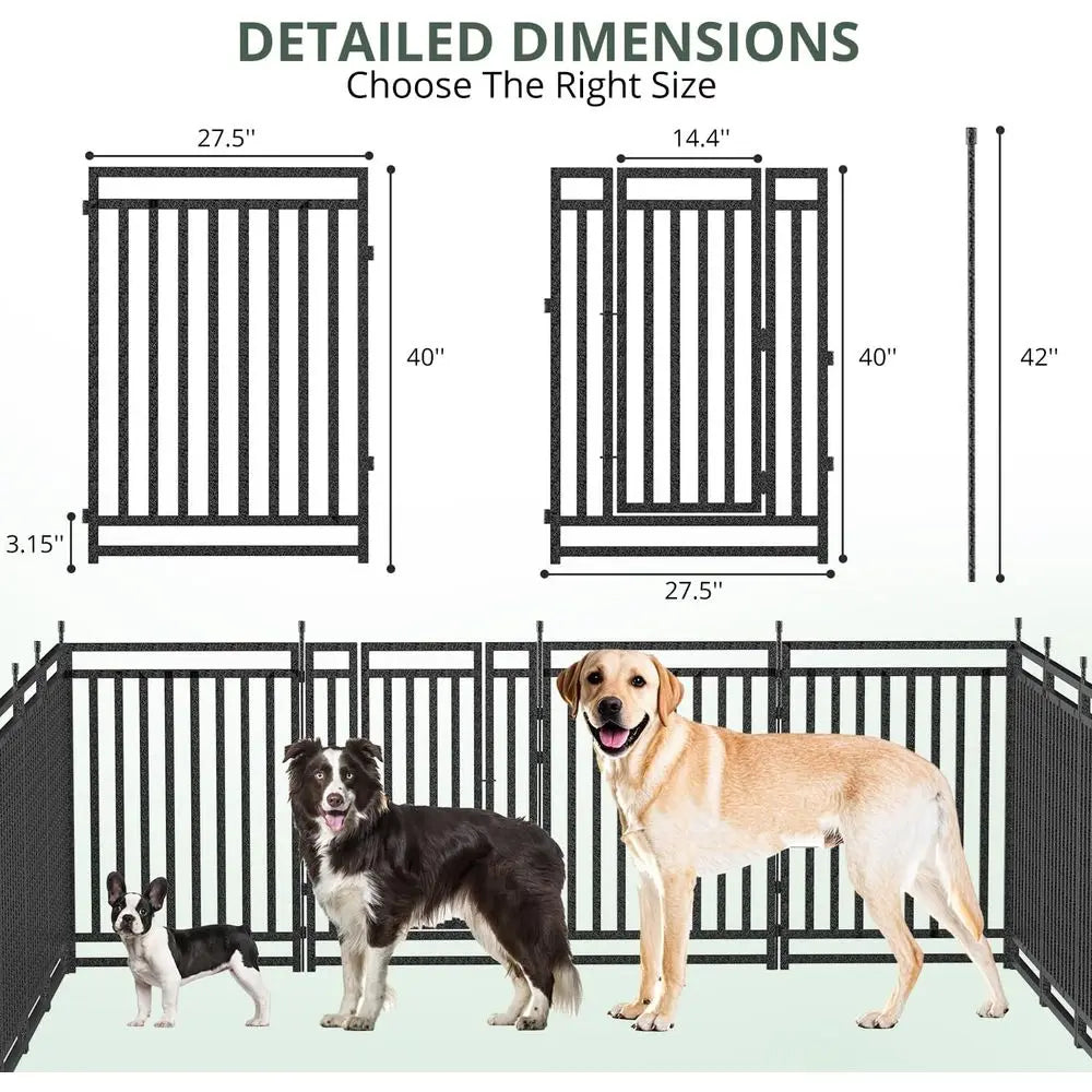 Portable 40 High 16-Panel Dog Playpen for Outdoor and Indoor Use, Suitable for Puppy Play and Camping (Black-Silver)