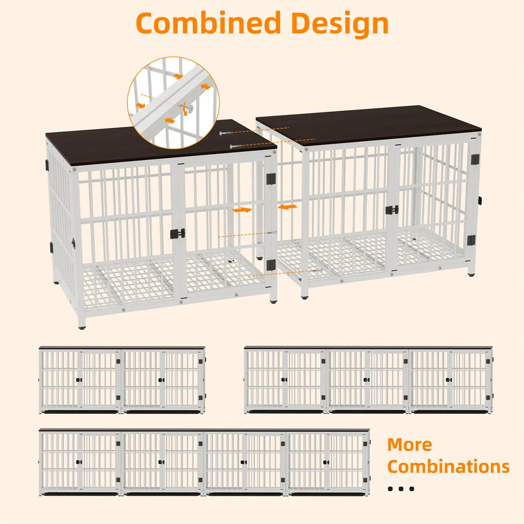 Furniture Style Dog Crate — End Table with 3 Doors & Removable Tray | Black or White