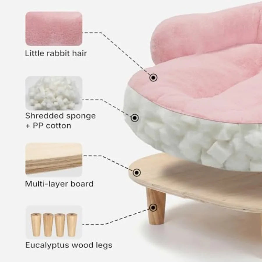 Elevated Dog Sofa Bed | Sturdy Wood Legs | Washable Cover | Small & Medium Dogs