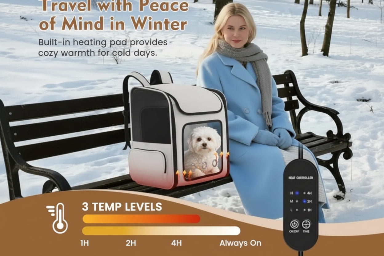 Small Dog Carrier Backpack | Built-In Cooling Fan & Heating Pad | Expandable & Breathable | Travel