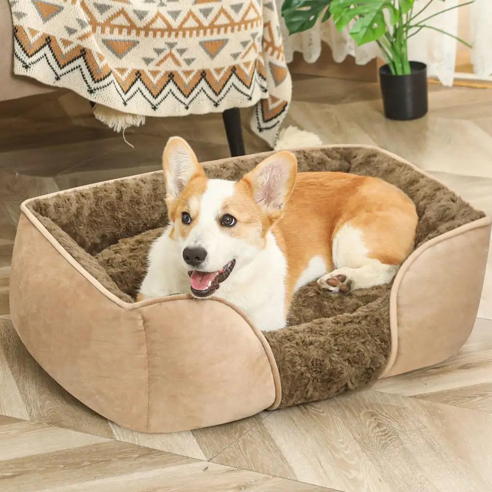 Rectangle Cotton Dog Bed | Removable Cushion | Non-Slip | S & M