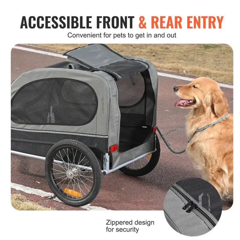Dog Bike Trailer, Supports up to 88 Lbs, Pet Cart Easy Folding Frame with Quick Release Wheels, Universal Coupler, Reflectors, F
