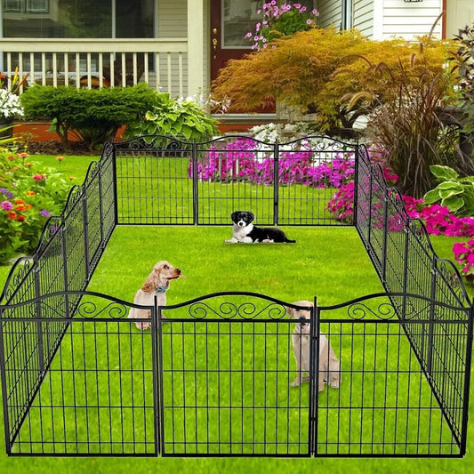 8 Panels Heavy Duty Metal Dog Playpen Indoor Outdoor Foldable Exercise Fence with Gate for Small/Medium Dogs