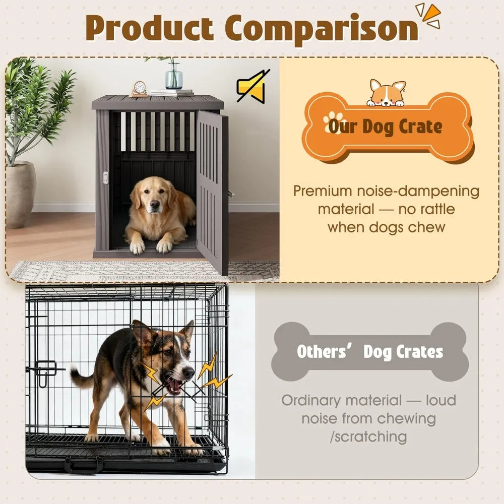 Dog Crate Furniture, Heavy Duty Dog Crate for Large and Medium Dog, Lockable Indoor Outdoor Dog Kennel & End Table，Customized