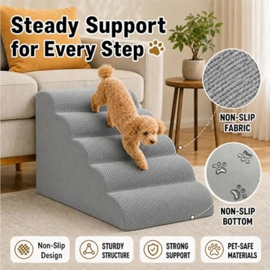 Curved Non-Slip Dog Ramp for High Beds | 24.4" Height | Small & Medium Dogs | Senior Dogs