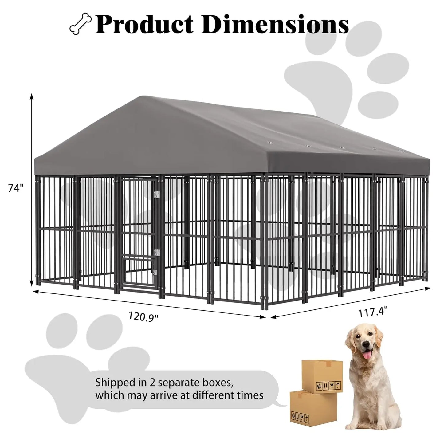 10×10 FT Outdoor Dog Kennel with Roof — Heavy Duty, Escape-Proof Double Locks & Swivel Feeding Door