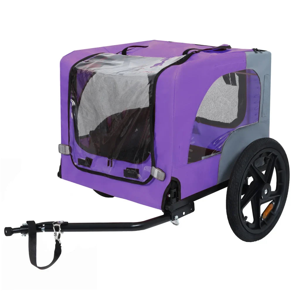 Dog Bike Trailer Pet Cart for Bicycle Easy Folding Quick Release Wheels Non-Slip Floor Internal Leash Small Medium Pets
