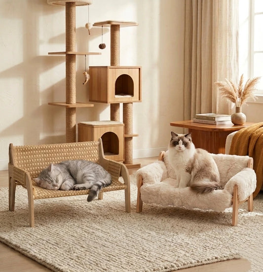 Solid Wood Elevated Dog Lounger | Modern Pet Sofa | 27" × 19"