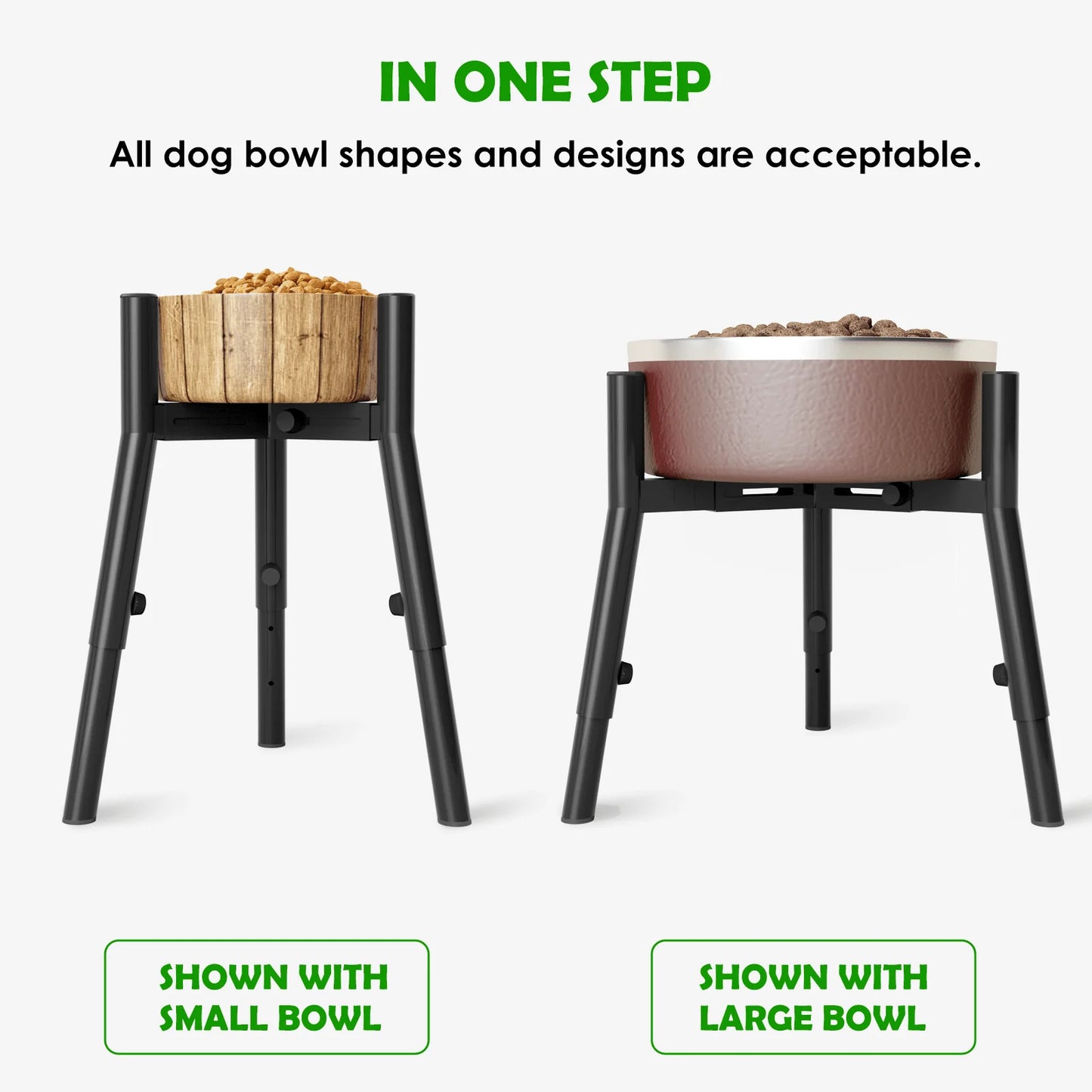 Adjustable Metal Elevated Dog Bowl Stand | 3 Heights | Large Dogs | Bowls Not Included