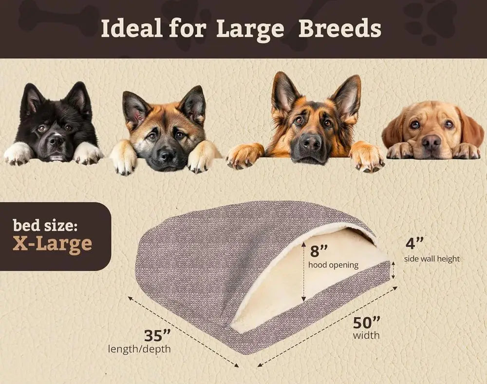 Hartelier Cozy Cave Dog Bed | Calming Burrow Bed with Removable Cover