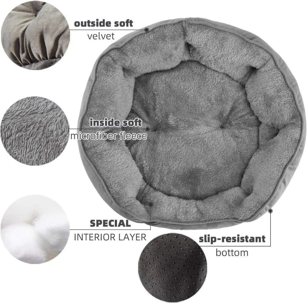 Small Dog Bed for Small Dogs, Cat Bed for Indoor Cats, Pet Bed for Puppy and Kitty, Extra Soft & Machine Washable, Anti-Slip & Water-Resistant Oxford Bottom, 20 inches