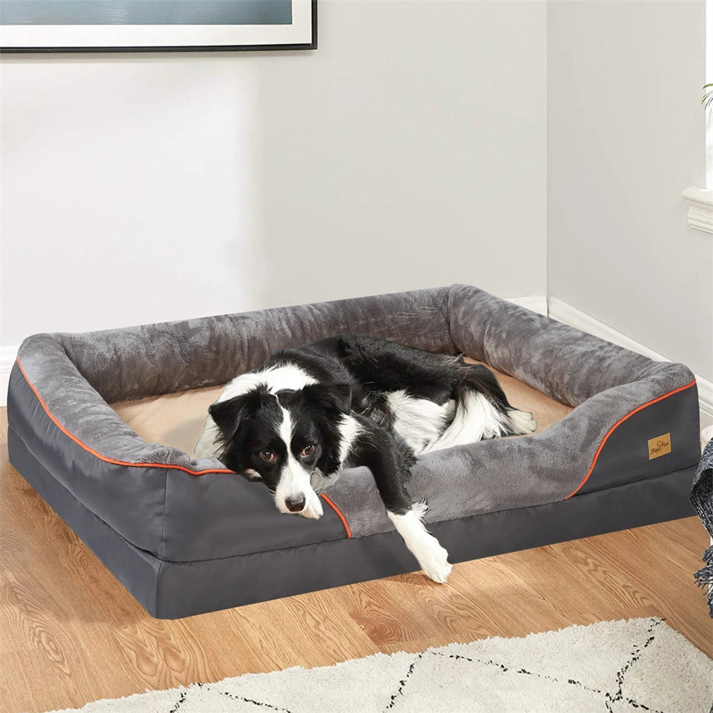 Orthopedic Memory Foam Dog Bed with Bolster | L to 3XL