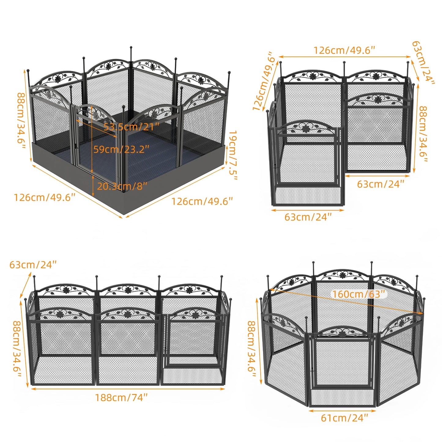 8-Panel DIY Heavy Duty Dog Playpen — Indoor & Outdoor Metal Fence with Waterproof Pad