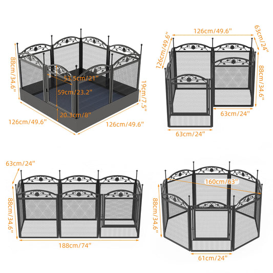8-Panel DIY Heavy Duty Dog Playpen — Indoor & Outdoor Metal Fence with Waterproof Pad