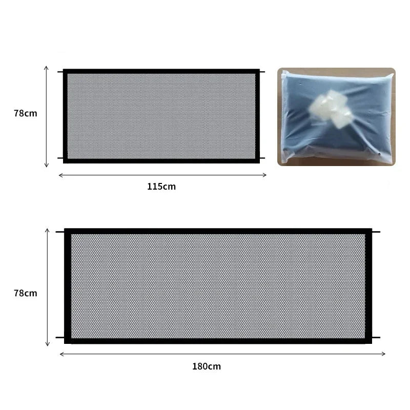 Folding Mesh Dog Barrier Fence | Stair Gate & Playpen | 3 Sizes | Black