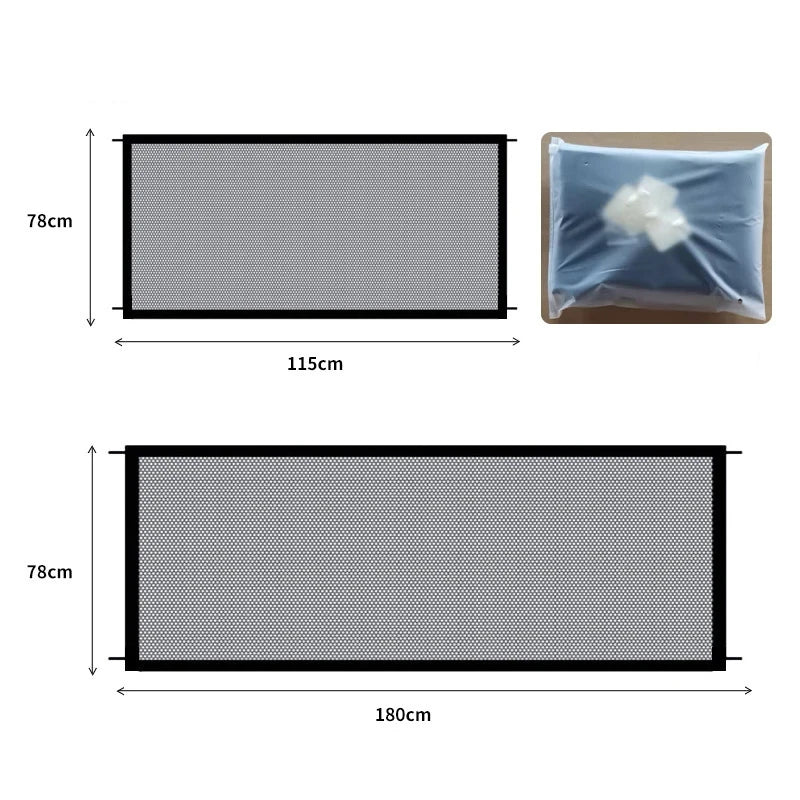 Folding Mesh Dog Barrier Fence | Stair Gate & Playpen | 3 Sizes | Black