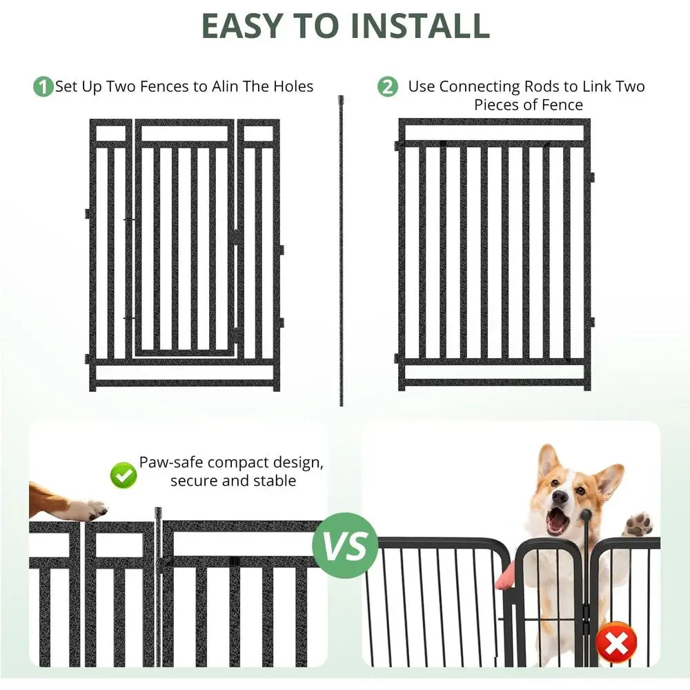 Portable 40 High 16-Panel Dog Playpen for Outdoor and Indoor Use, Suitable for Puppy Play and Camping (Black-Silver)
