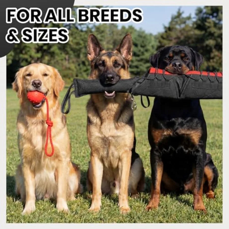 4-Piece Dog Training Kit | Bite Sleeve, Tug Toy, Training Stick & Rubber Ball | K9 & Large Dogs