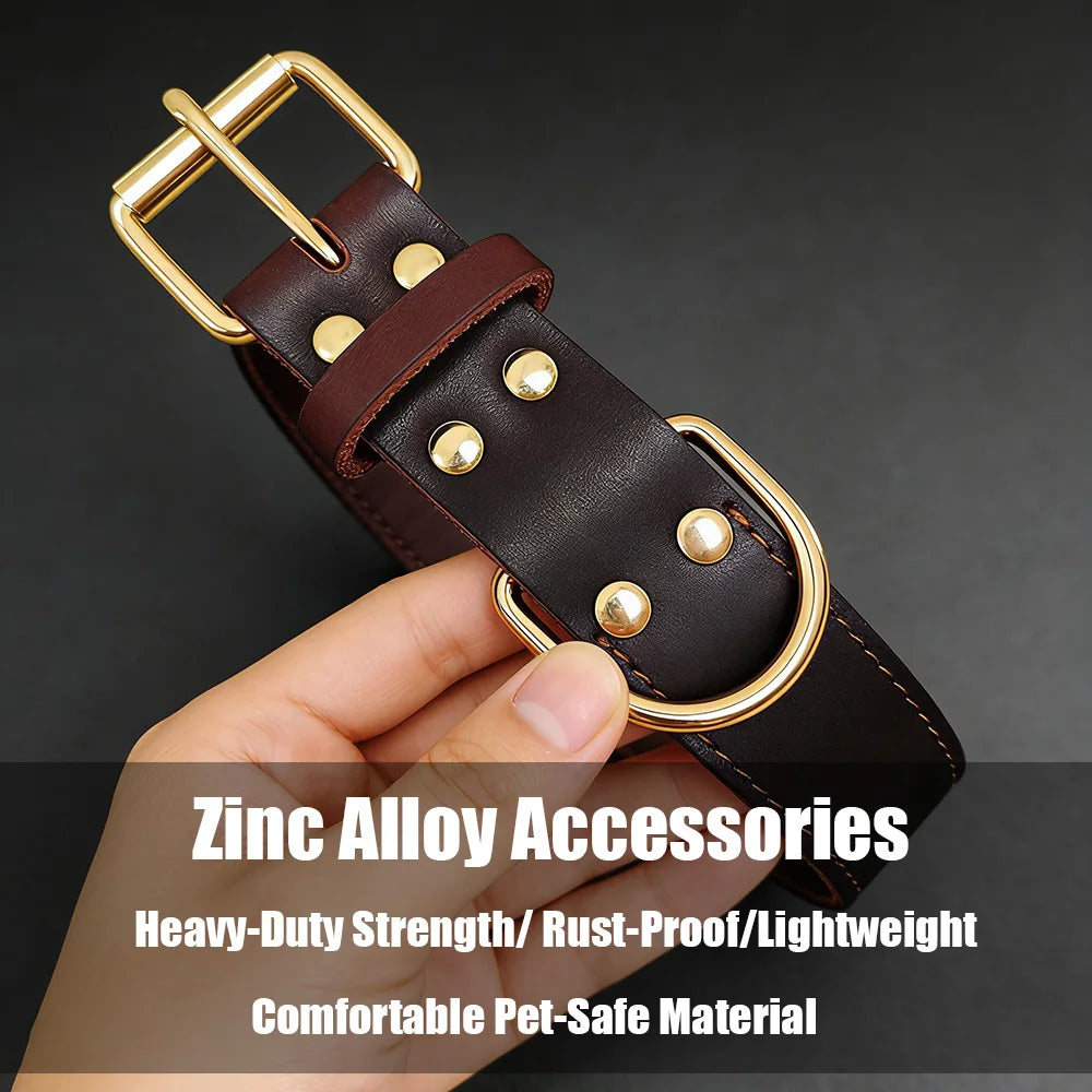 Genuine Top-Layer Leather Dog Collar | Handmade | Skin-Friendly | 3 Sizes | Medium to Large