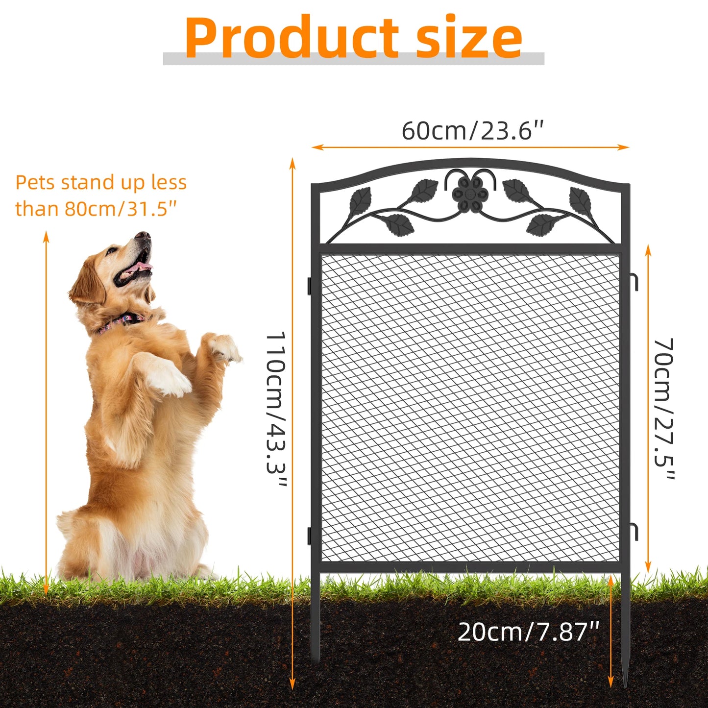 5 Panels Heavy Duty Metal Decorative Garden Fence Dog Playpen Animal Barrier Indoor/Outdoor Pet exercise Playpen Kennel