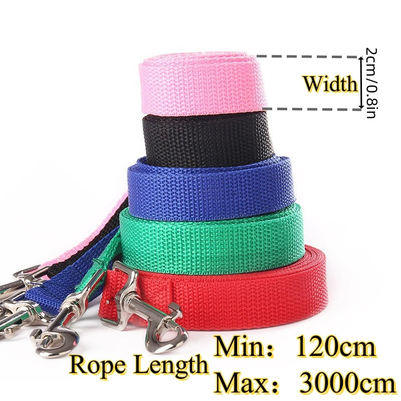 Long Nylon Dog Leash | Training & Recall | 6 Colors | 4ft to 33ft | All Breeds