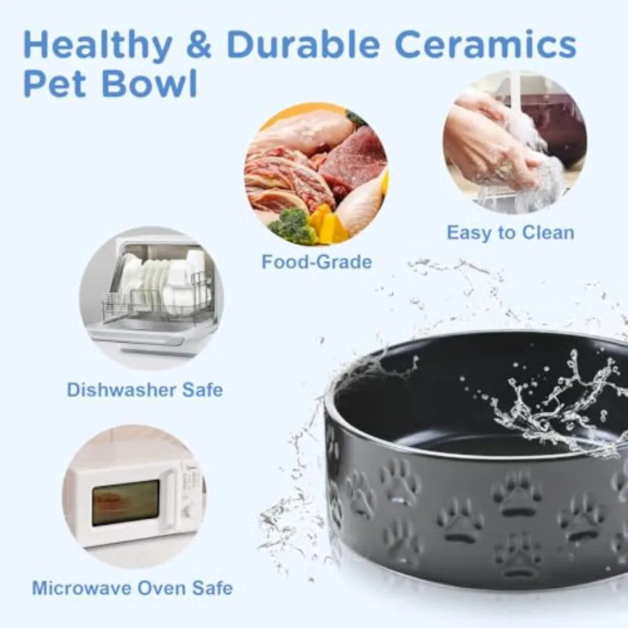 Elevated Ceramic Dog Bowl | Bamboo Stand | 6.1" Height | 3.6 Cup | 10 Designs