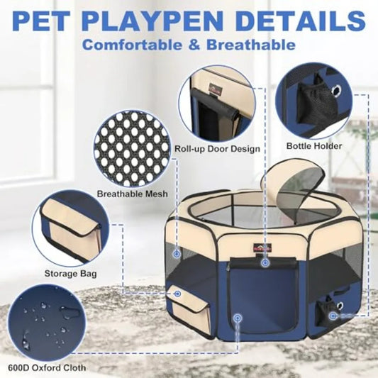 Foldable Pop-Up Dog Tent Playpen with Carrying Bag — For Dogs, Cats & Rabbits | Travel & Camping