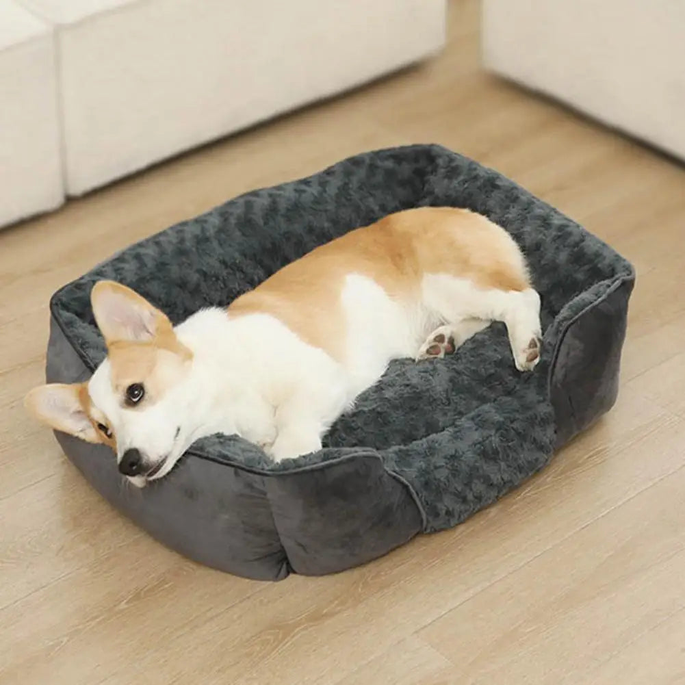 Rectangle Cotton Dog Bed | Removable Cushion | Non-Slip | S & M