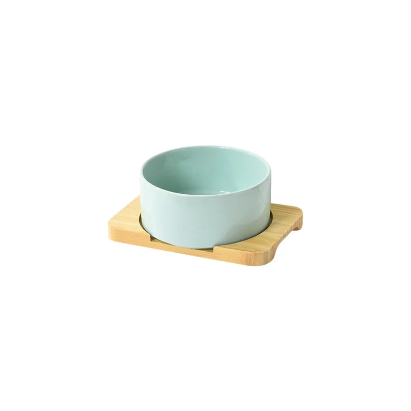 Ceramic Dog Bowl Set | Single, Double & Triple | Bamboo Stand | 6 Colors | 400ml & 850ml