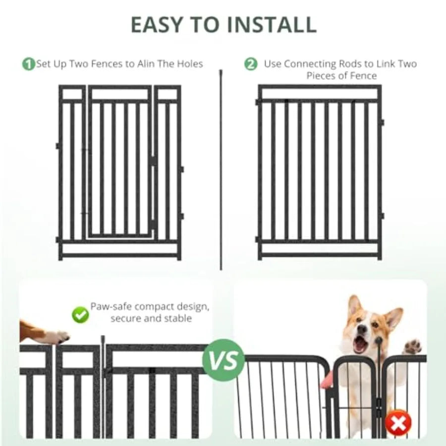 16-Panel Foldable Dog Playpen — 40" Height, Indoor & Outdoor | Black & Silver