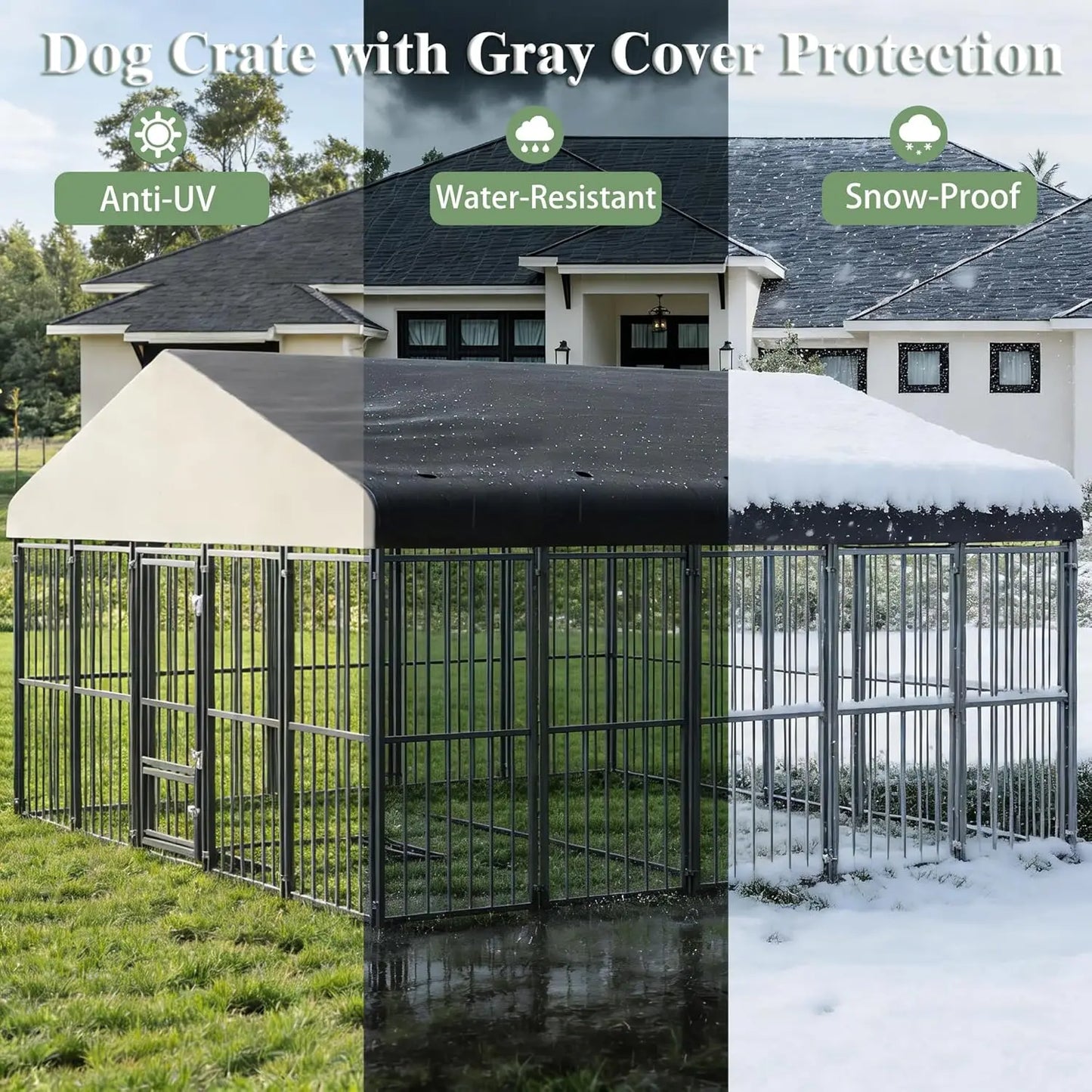 10×10 FT Outdoor Dog Kennel with Roof — Heavy Duty, Escape-Proof Double Locks & Swivel Feeding Door