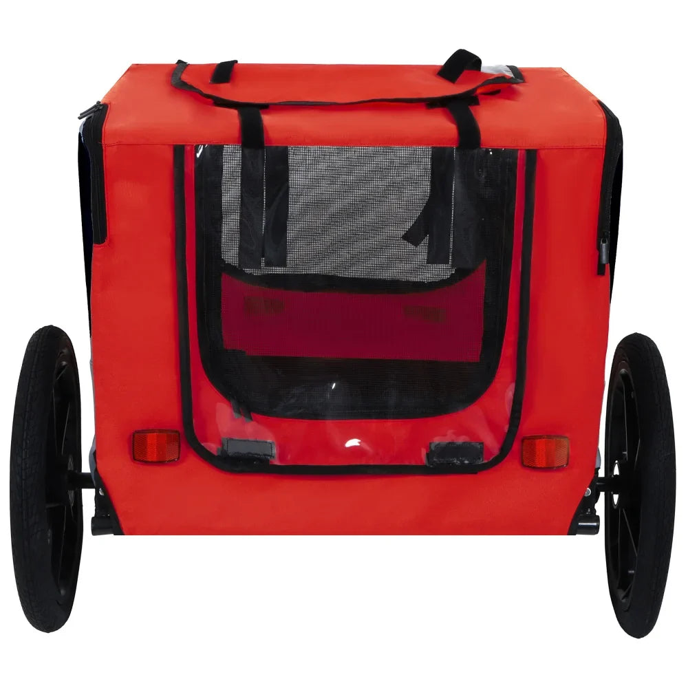 Dog Bike Trailer Pet Cart for Bicycle Easy Folding Quick Release Wheels Non-Slip Floor Internal Leash Small Medium Pets