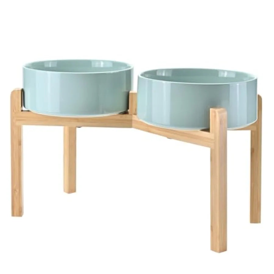 Elevated Ceramic Dog Bowl | Bamboo Stand | 6.1" Height | 3.6 Cup | 10 Designs