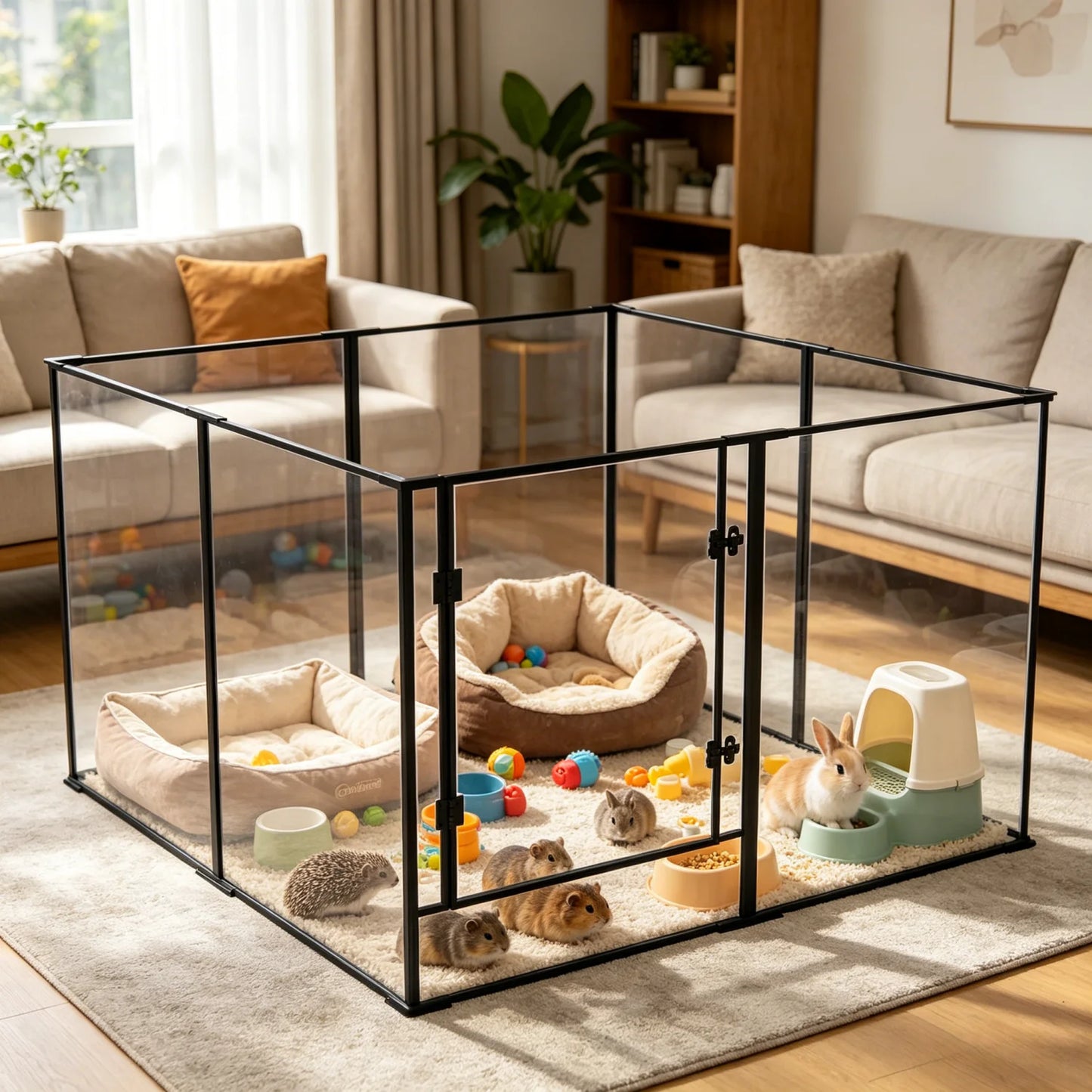 8 Panels Clear Acrylic Dog Playpen Pet Puppy Playpen for Guinea Pig Rabbits Small Animals Whelping Pen Box Exercise Fence