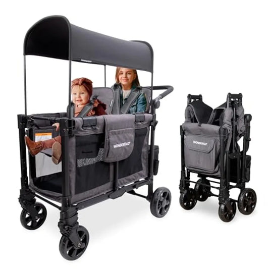 WonderFold W2 Elite Pro Stroller Wagon | Aluminum Frame | Adjustable Canopy | All-Terrain