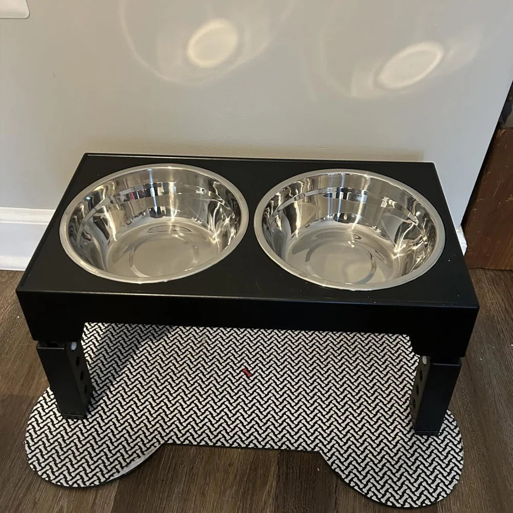 Adjustable Elevated Dog Feeder | Double Stainless Steel Bowls | Food & Water | Small to Large Dogs