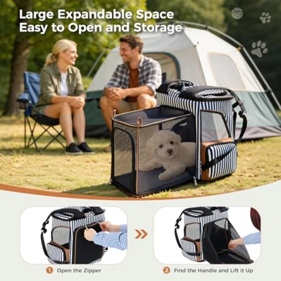 Expandable Pet Carrier Backpack | Breathable Mesh, Safety Leash | Small Dogs & Cats