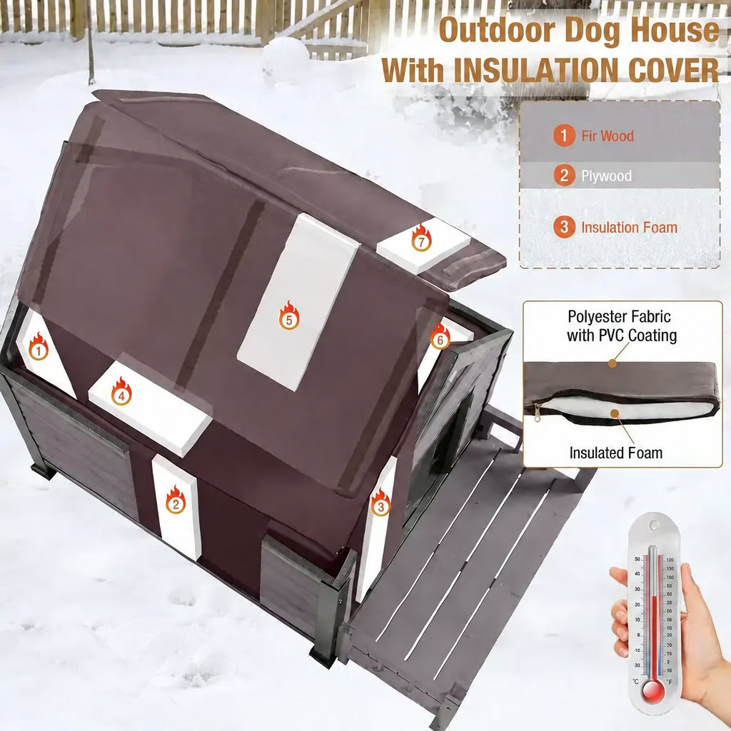 Insulated Outdoor Dog House | Washable Thermal Liner & Reinforced Frame | Gray