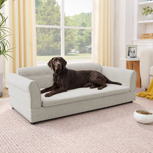 Hartelier Oversized Dog Sofa Bed | Modern Linen with Backrest & Armrests