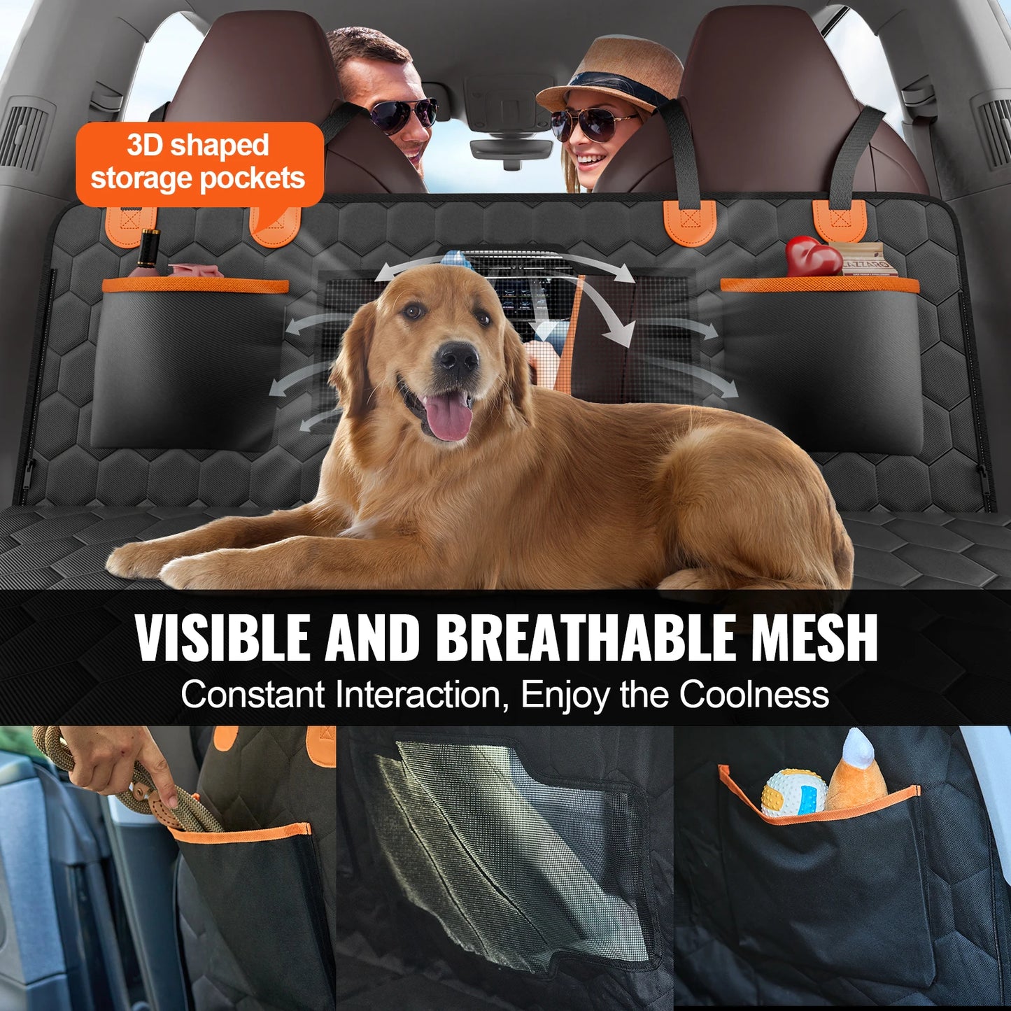Back Seat Extender & Dog Car Seat Cover | Mesh Window, Storage Pocket, Supports 350 lbs