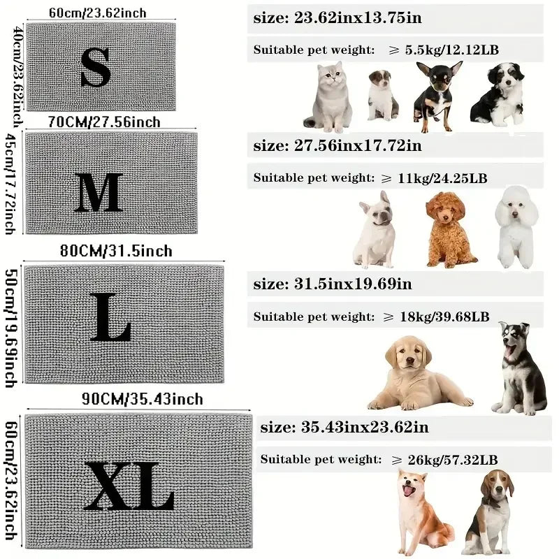Microfiber Dog Doormat for Muddy Paws | Absorbent, Anti-Slip & Washable