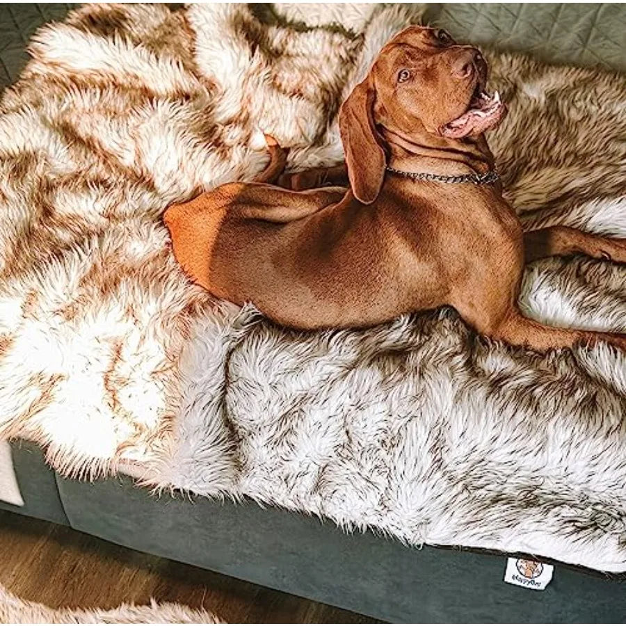 Waterproof Faux Fur Dog Blanket | Plush Couch & Furniture Protector | Small to Large Dogs
