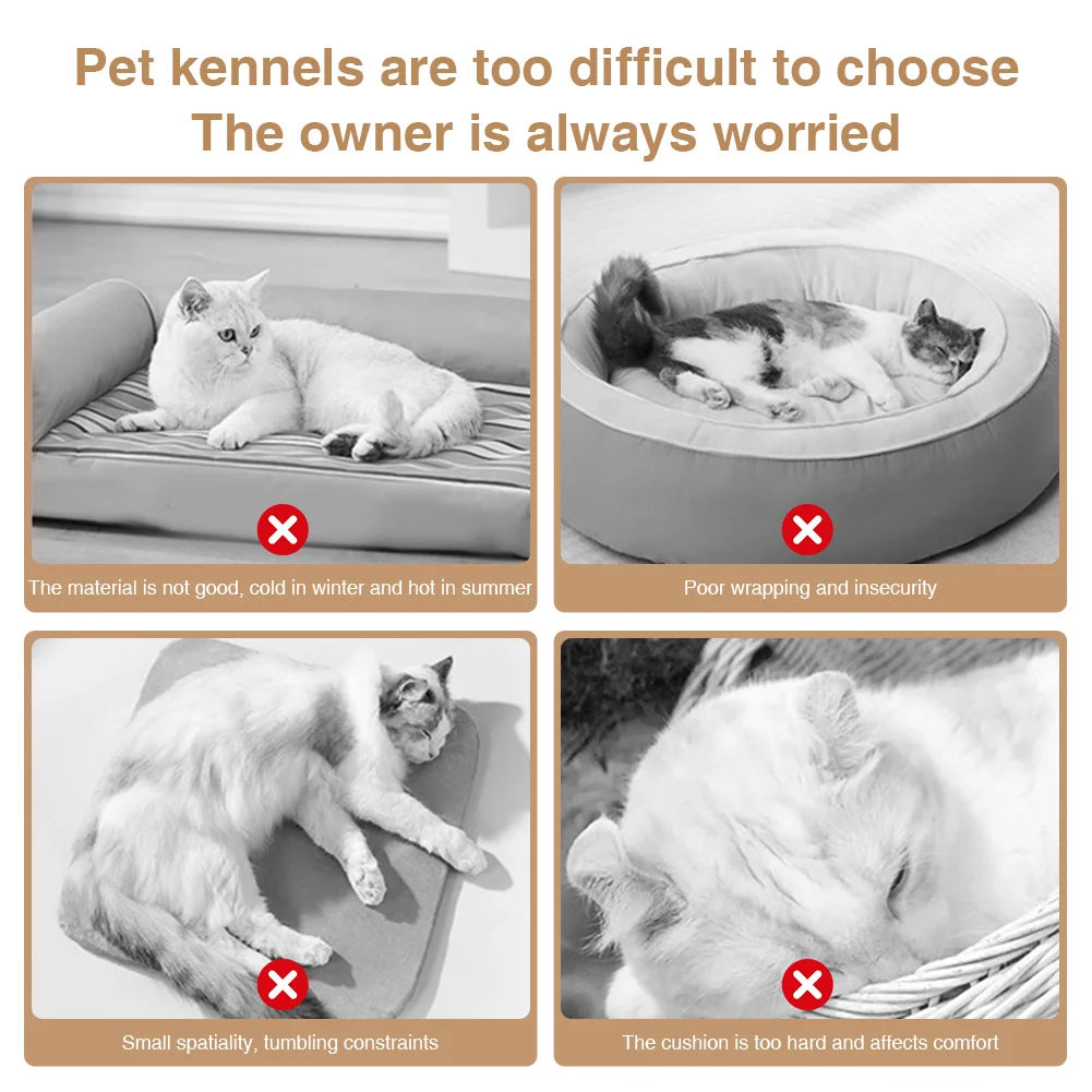 60CM Washable Round Cat Beds with Anti-Slip Bottom Calming Pet Bed Dog Beds & Furniture Load Capacity of 15 Kg for Indoor
