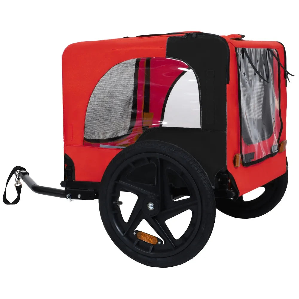 Dog Bike Trailer Pet Cart for Bicycle Easy Folding Quick Release Wheels Non-Slip Floor Internal Leash Small Medium Pets