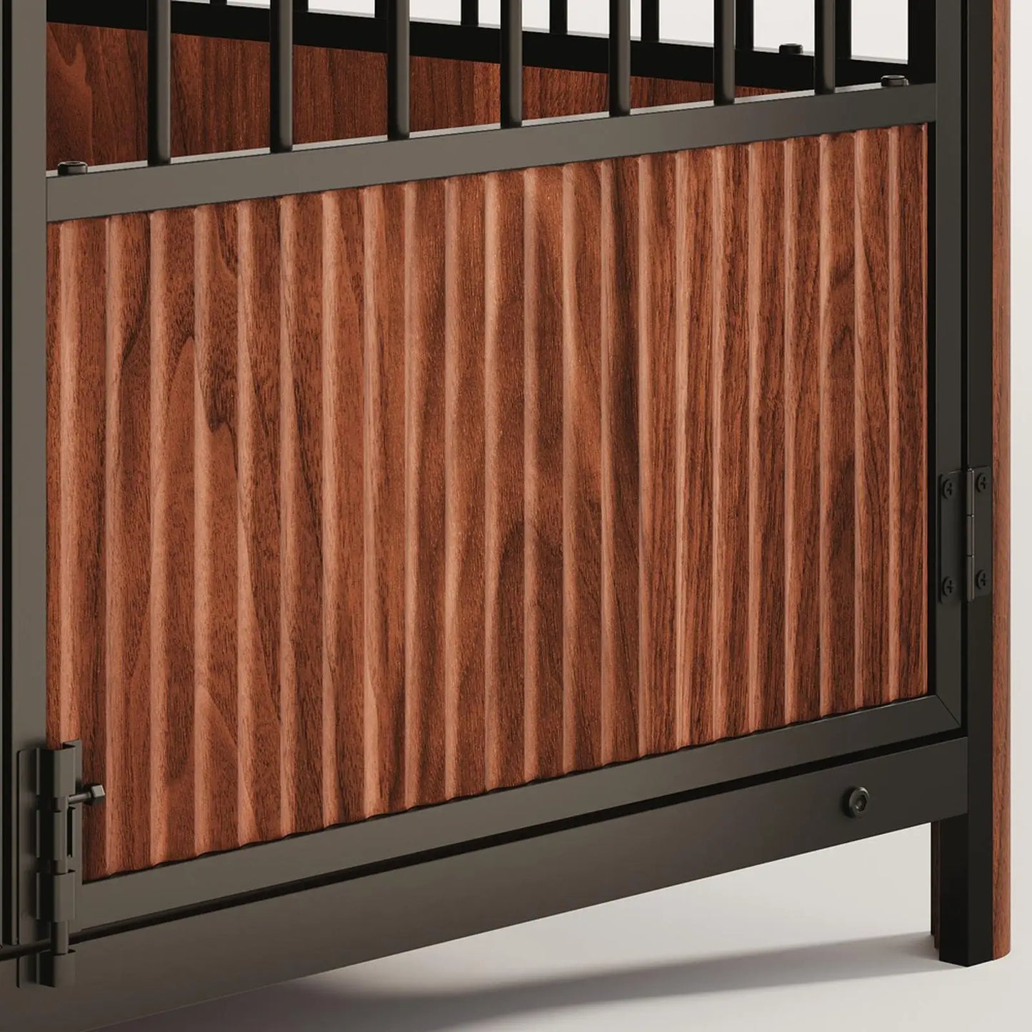 Walnut Furniture Dog Crate — 43" Indoor Kennel with Multi-Door Access & Storage Top