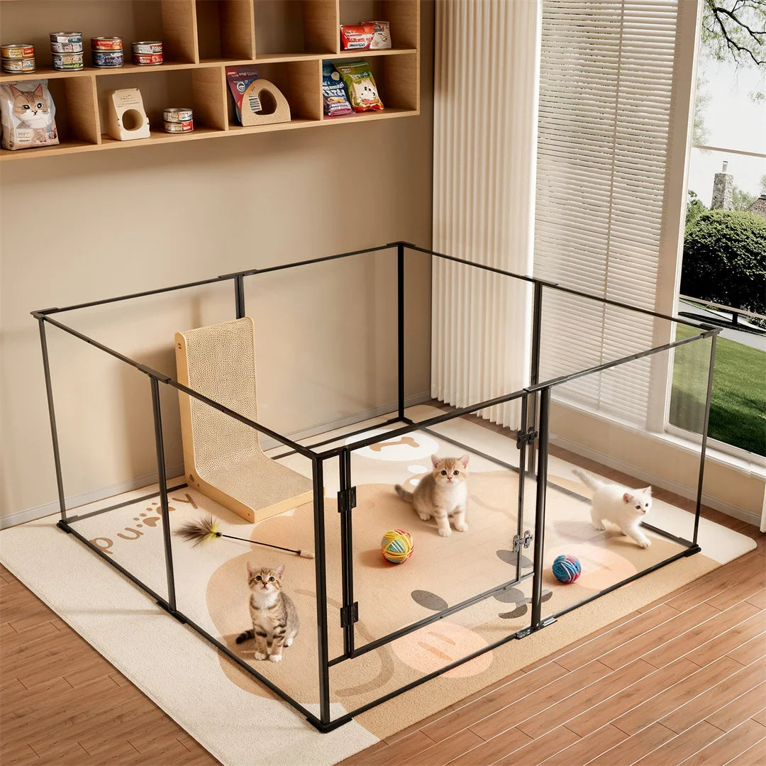8-Panel Clear Acrylic Dog Playpen | 5th Gen | 3mm Thick | 2 Heights | Indoor | Up to 44lbs