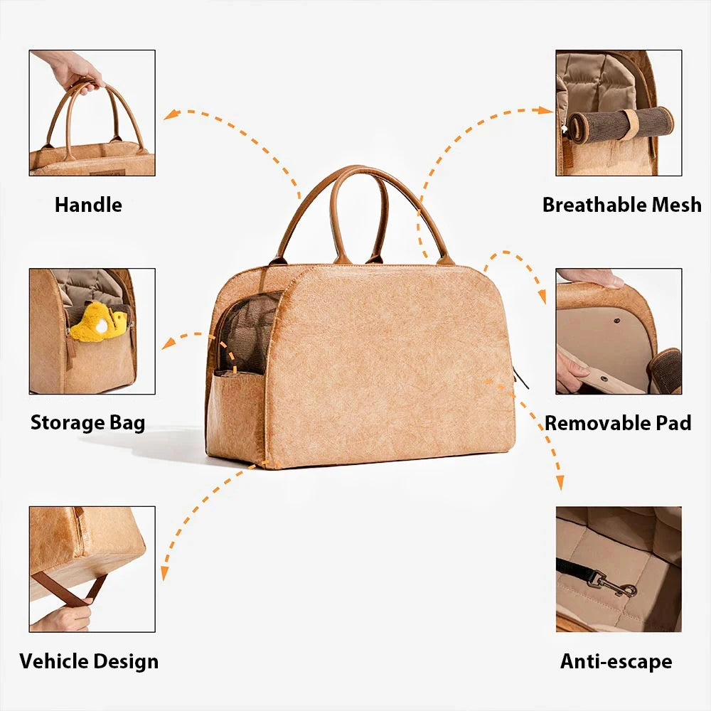 Luxury Pet Carrier Bag | Windproof Travel Bag for Small Dogs & Cats